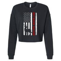 Best Bulking Dad Ever Deer American Flag Fathers Day Gift Cropped Pullover Crew