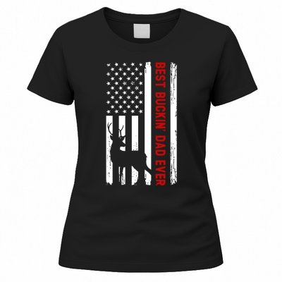 Best Bulking Dad Ever Deer American Flag Fathers Day Gift Women's T-Shirt