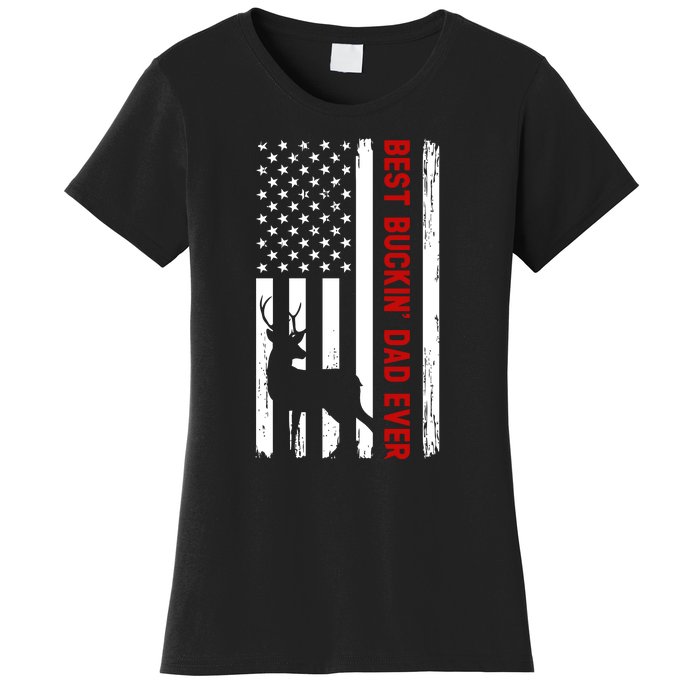 Best Bulking Dad Ever Deer American Flag Fathers Day Gift Women's T-Shirt