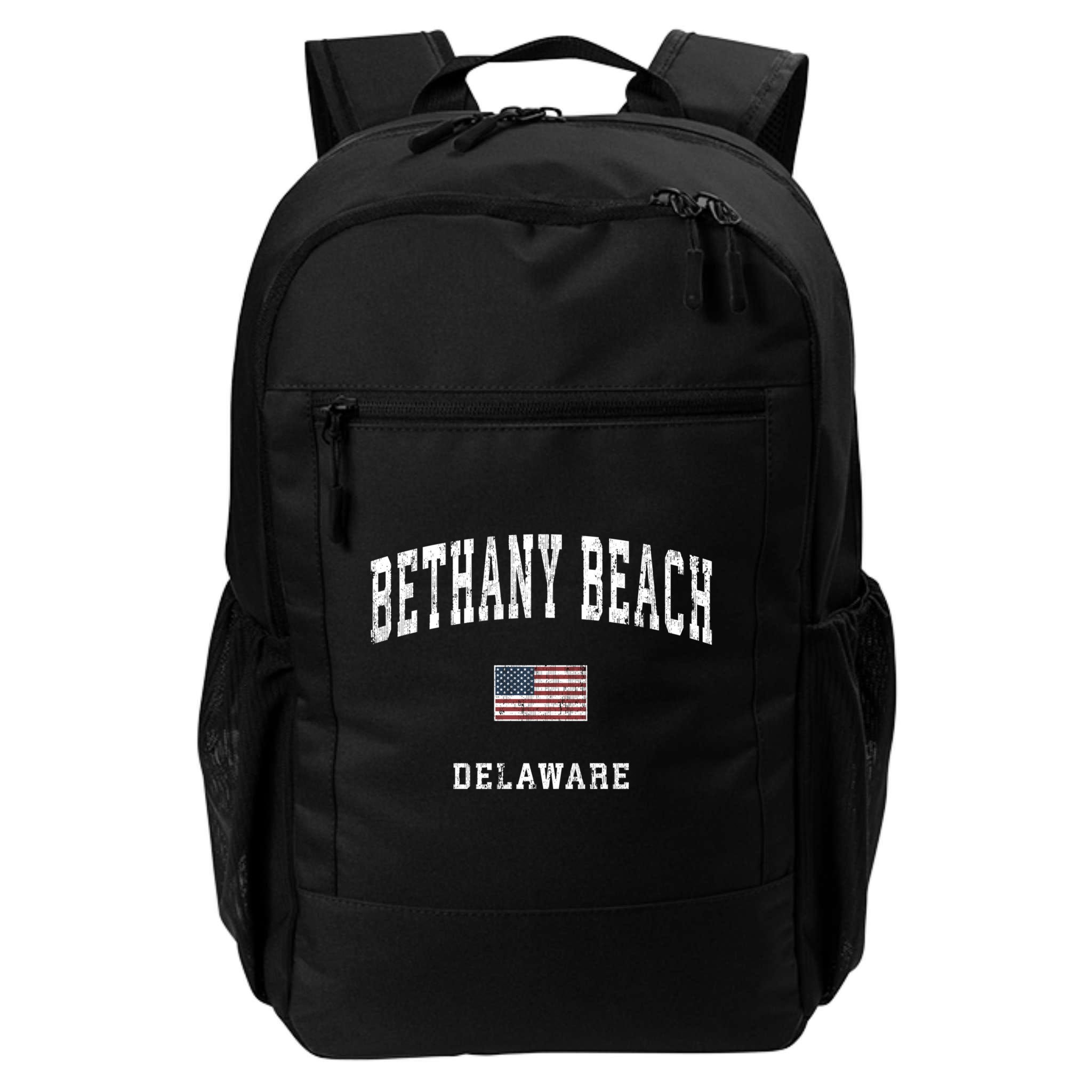 Bethany Beach Delaware De Vintage American Flag Sports Funny Gift Backpack