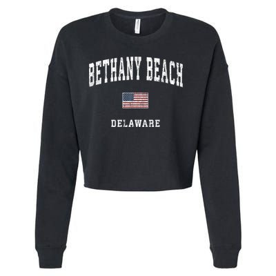 Bethany Beach Delaware De Vintage American Flag Sports Funny Gift Cropped Pullover Crew