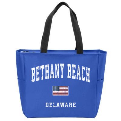 Bethany Beach Delaware De Vintage American Flag Sports Funny Gift Zip Tote Bag