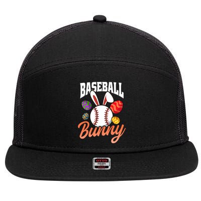 Baseball Bunny Design Easter Baseball Gift 7 Panel Mesh Trucker Snapback Hat