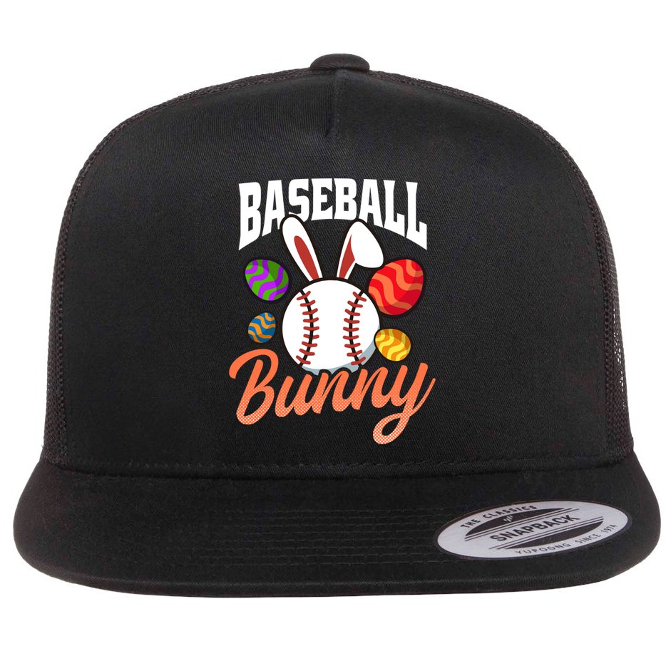 Baseball Bunny Design Easter Baseball Gift Flat Bill Trucker Hat