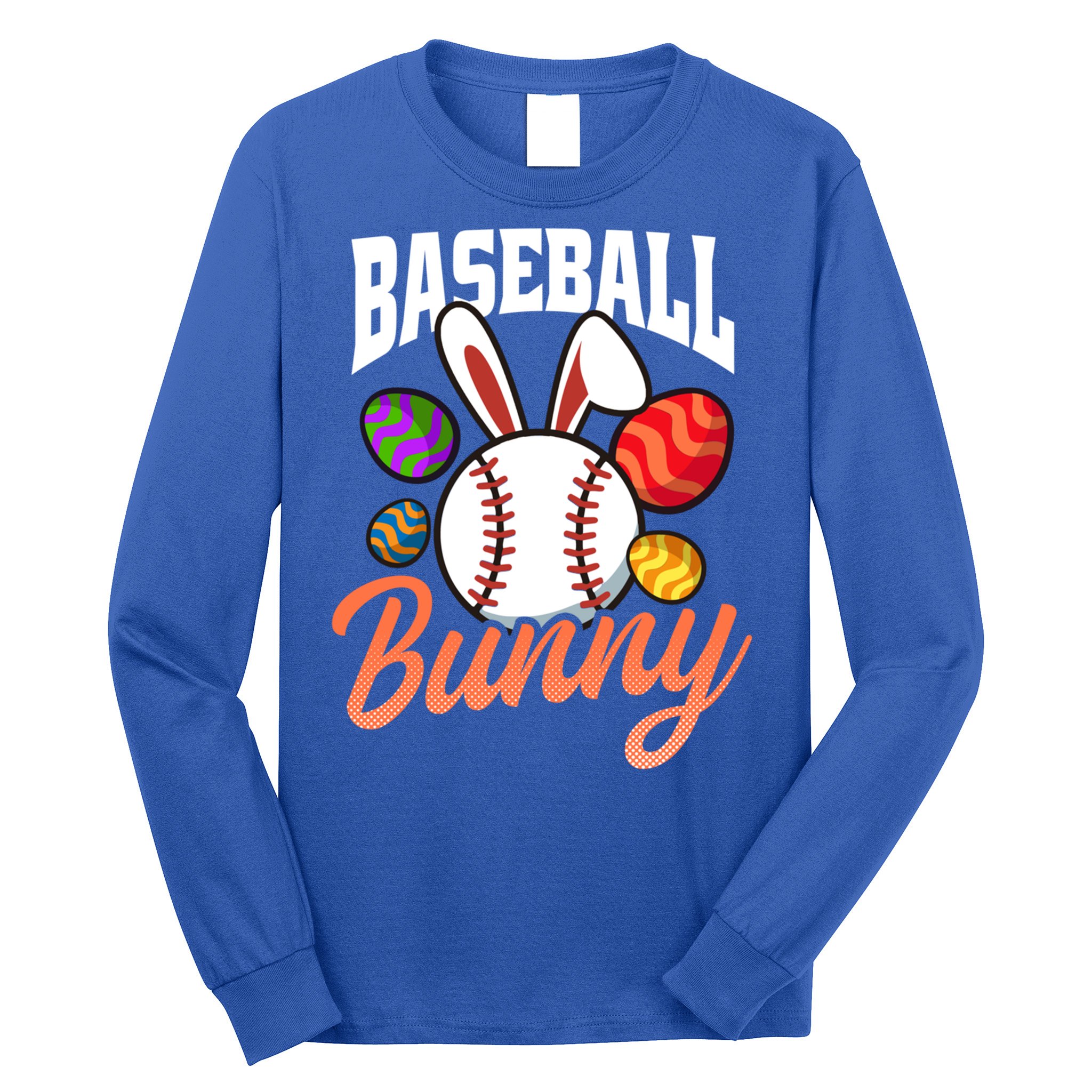 Baseball Bunny Design Easter Baseball Gift Long Sleeve Shirt