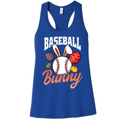 Baseball Bunny Design Easter Baseball Gift Women's Racerback Tank