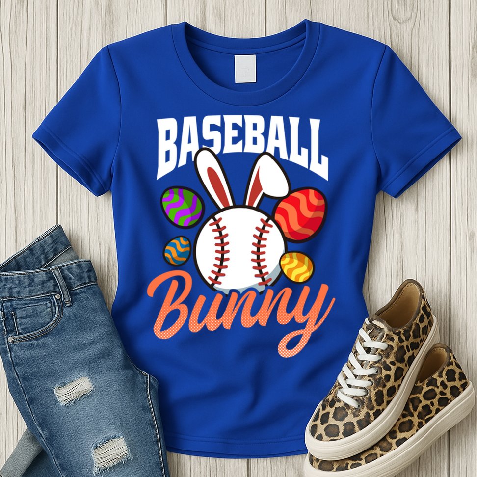 Baseball Bunny Design Easter Baseball Gift Womens T-Shirt