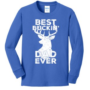 Best Buckin Dad Ever Deer Hunters Dad Gift Kids Long Sleeve Shirt