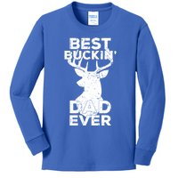 Best Buckin Dad Ever Deer Hunters Dad Gift Kids Long Sleeve Shirt