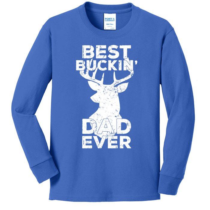 Best Buckin Dad Ever Deer Hunters Dad Gift Kids Long Sleeve Shirt