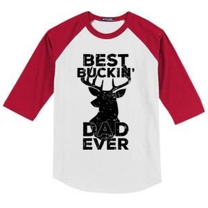 Best Buckin Dad Ever Deer Hunters Dad Gift Kids Colorblock Raglan Jersey