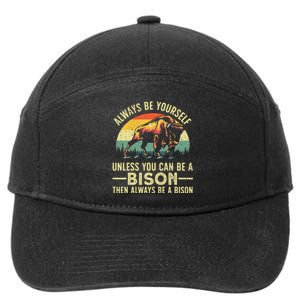 Best Bison Design For Women Buffalo Bison Lovers 7-Panel Snapback Hat