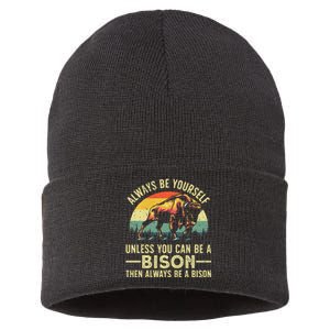 Best Bison Design For Women Buffalo Bison Lovers Sustainable Knit Beanie