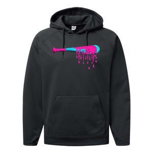 Baseball Bat Drip Performance Fleece Hoodie