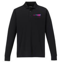 Baseball Bat Drip Performance Long Sleeve Polo