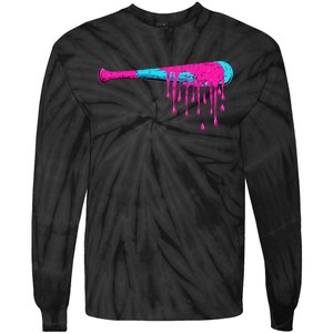 Baseball Bat Drip Tie-Dye Long Sleeve Shirt