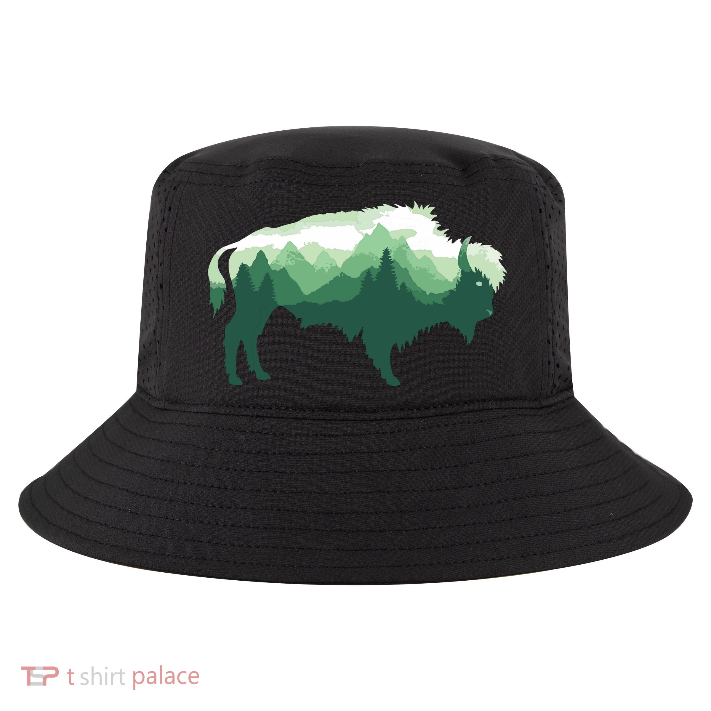 Bison Buffalo Double Exposure Surreal Wildlife Native Animal Cool Comfort Performance Bucket Hat