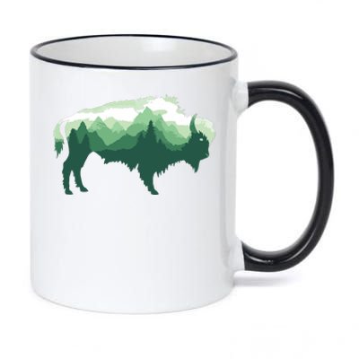 Bison Buffalo Double Exposure Surreal Wildlife Native Animal 11oz Black Color Changing Mug