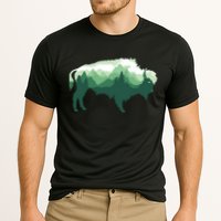 Bison Buffalo Double Exposure Surreal Wildlife Native Animal Cooling Performance Crew T-Shirt