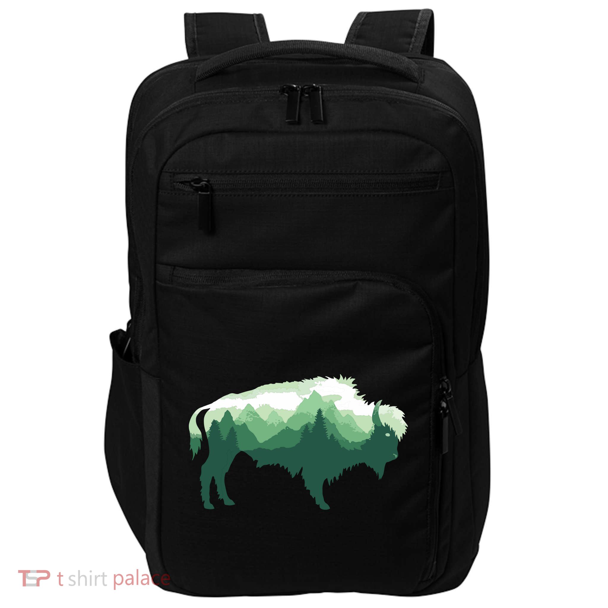 Bison Buffalo Double Exposure Surreal Wildlife Native Animal Impact Tech Backpack