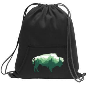 Bison Buffalo Double Exposure Surreal Wildlife Native Animal Sweatshirt Cinch Pack Bag