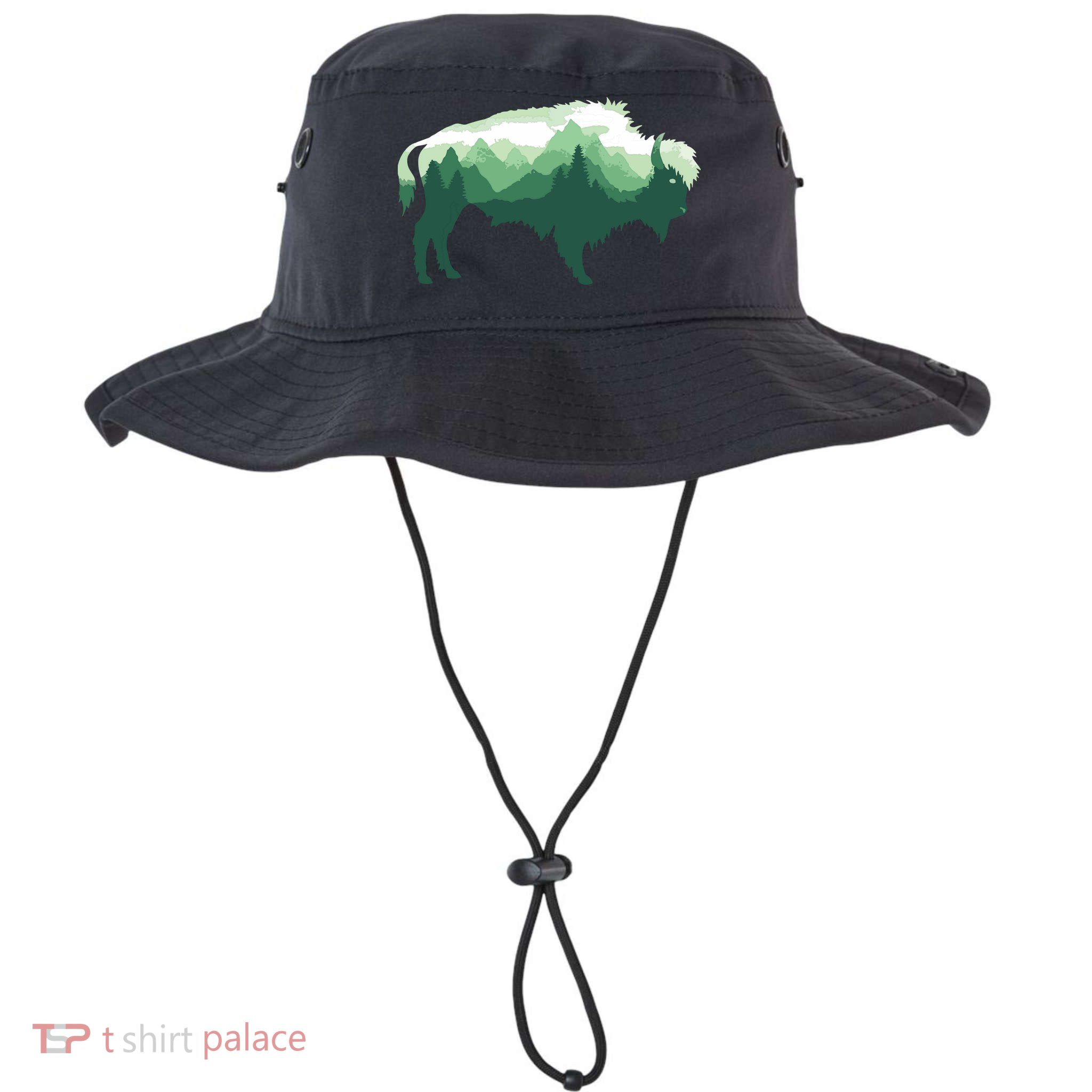 Bison Buffalo Double Exposure Surreal Wildlife Native Animal Bucket Hat