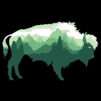 Bison Buffalo Double Exposure Surreal Wildlife Native Animal Drawstring Bag