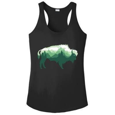 Bison Buffalo Double Exposure Surreal Wildlife Native Animal Ladies PosiCharge Competitor Racerback Tank