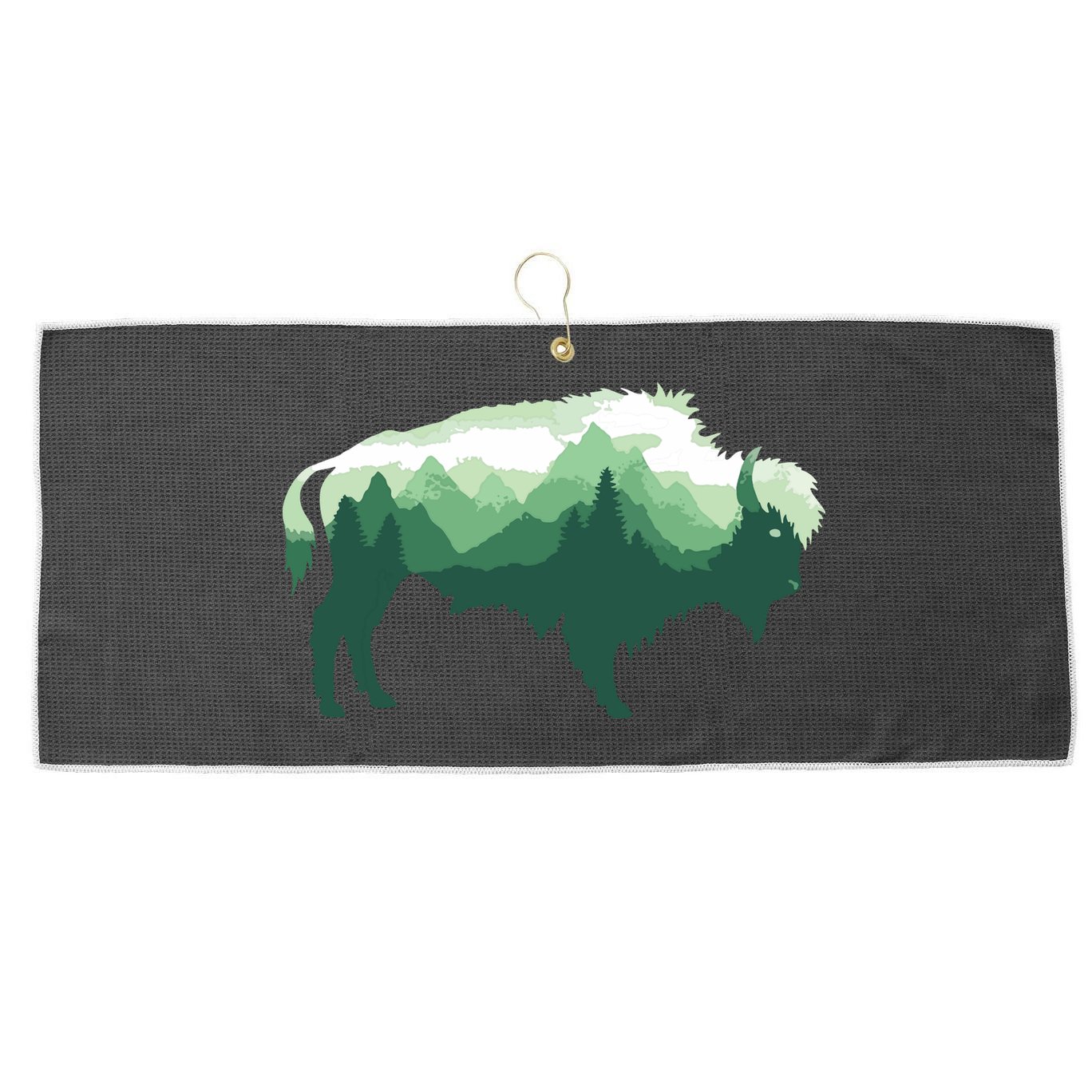 Bison Buffalo Double Exposure Surreal Wildlife Native Animal Large Microfiber Waffle Golf Towel