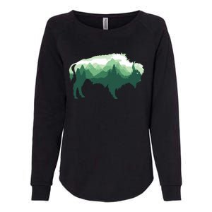 Bison Buffalo Double Exposure Surreal Wildlife Native Animal Womens California Wash Sweatshirt