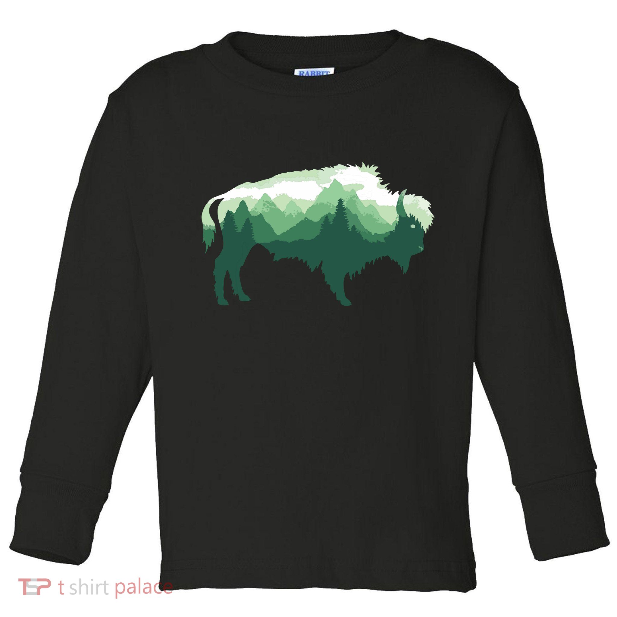 Bison Buffalo Double Exposure Surreal Wildlife Native Animal Toddler Long Sleeve Shirt