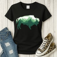 Bison Buffalo Double Exposure Surreal Wildlife Native Animal Womens T-Shirt