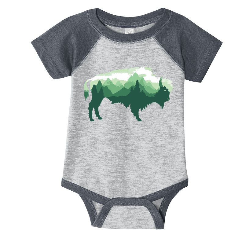 Bison Buffalo Double Exposure Surreal Wildlife Native Animal Infant Baby Jersey Bodysuit