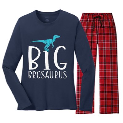 Big Brosaurus Dinosaur Big Brother Women's Long Sleeve Flannel Pajama Set 