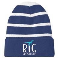 Big Brosaurus Dinosaur Big Brother Striped Beanie with Solid Band