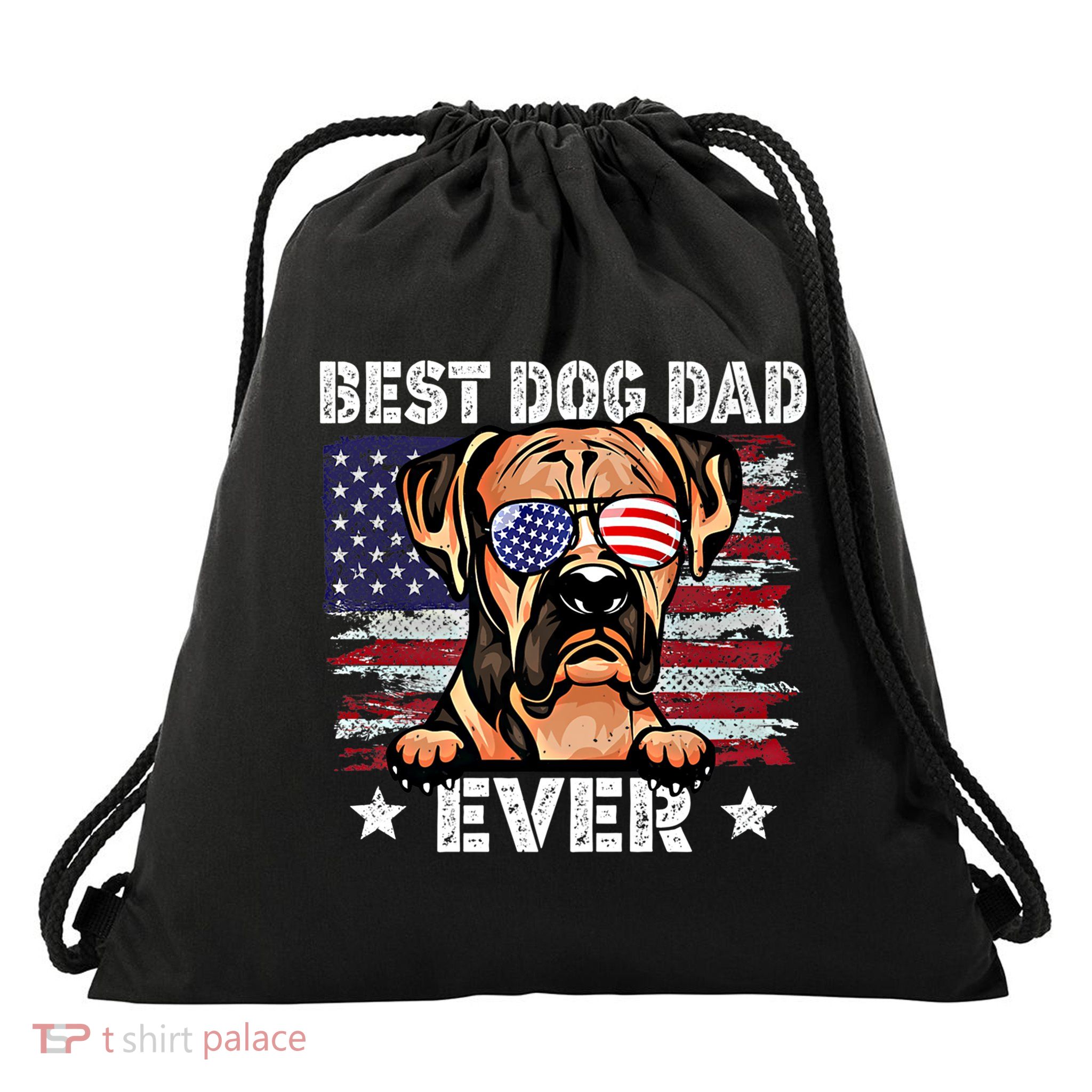 Best Boxer Dad Ever American Flag Fathers Day Gift Drawstring Bag