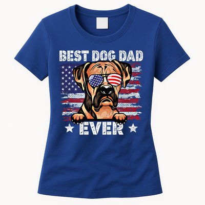 Best Boxer Dad Ever American Flag Fathers Day Gift Womens T-Shirt