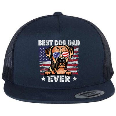 Best Boxer Dad Ever American Flag Fathers Day Gift Flat Bill Trucker Hat