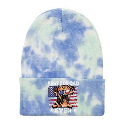 Best Boxer Dad Ever American Flag Fathers Day Gift Tie Dye 12in Knit Beanie