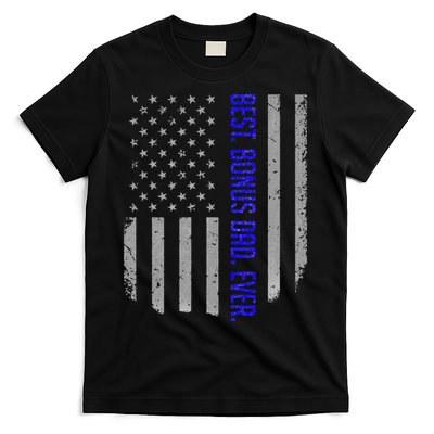 Best Bonus Dad Ever American Flag Gift For Fathers Day T-Shirt