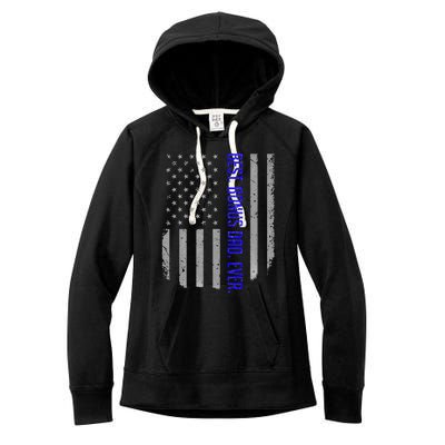 Best Bonus Dad Ever American Flag Gift For Fathers Day Women's Fleece Hoodie