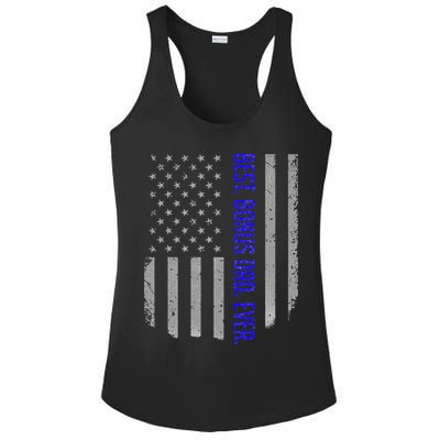 Best Bonus Dad Ever American Flag Gift For Fathers Day Ladies PosiCharge Competitor Racerback Tank