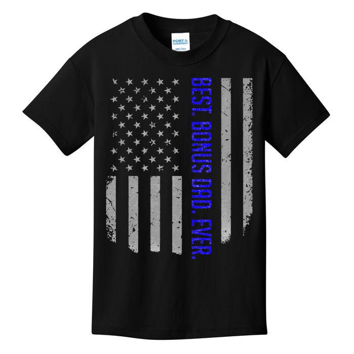 Best Bonus Dad Ever American Flag Gift For Fathers Day Kids T-Shirt