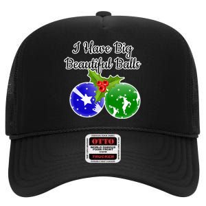 Big Balls Dirty Santa Xmas Fun Adult Humor Ugly Gift Idea High Crown Mesh Back Trucker Hat