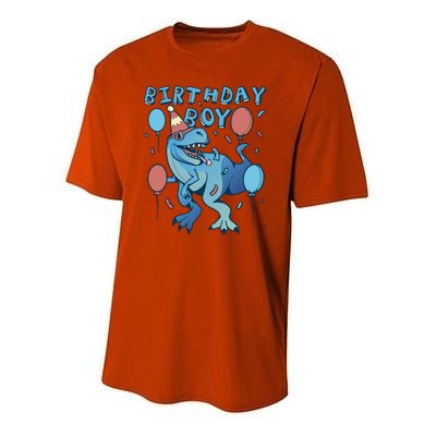 Birthday Boy Dinosaur Celebration Youth Performance Sprint T-Shirt