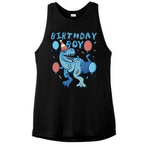 Birthday Boy Dinosaur Celebration Ladies PosiCharge Tri-Blend Wicking Tank