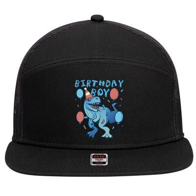 Birthday Boy Dinosaur Celebration 7 Panel Mesh Trucker Snapback Hat