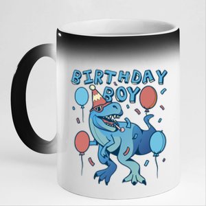 Birthday Boy Dinosaur Celebration 11oz Black Color Changing Mug