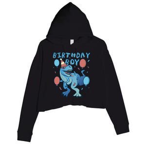 Birthday Boy Dinosaur Celebration Crop Fleece Hoodie