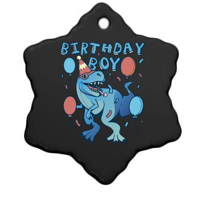 Birthday Boy Dinosaur Celebration Ceramic Star Ornament